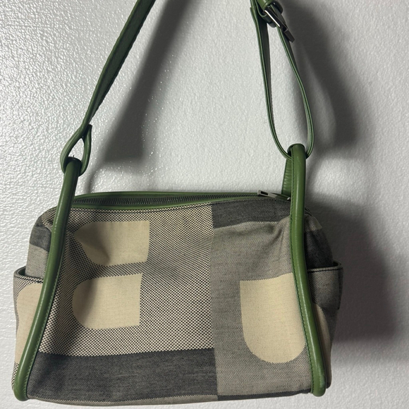 Bally Rare Canvas and Leather l Shoulder Bag Green and Beige with Logo print - Picture 2 of 12